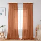 Sheer Curtains 96 Inches Long, Light Filtering 42"W x 96"L (Pack of 2) Orange