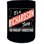 Alcohol Stubby Holder - Richardson Thing Surname Personalised - Funny Novelty Birthday Gift Joke Beer