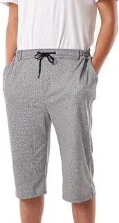 [USRA] 3/4 Capri Pants Below Knee Shorts with Pockets Flexible Athletic Yoga Pants for Boys Flexwaist Stretchy Casual Active, Herringbone Black, 10-11 Years