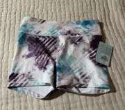 DSG Girls Bike Shorts COMPRESSION Size Large NEW TAGS Tie Dye Blue White Purple