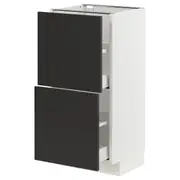 METOD / MAXIMERA base cabinet with 2 drawers, white/Nickebo matt anthracite, 40x37x80 cm