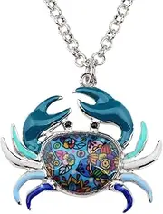 [DUOWEI] Cute Crab Necklace Pendant Hypoallergenic Jewelry Summer Spring Gifts
