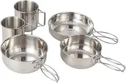 VANZACK 5-Piece Stainless Steel Camping Tableware Set Cookware Pot Cup Bowl Outdoor Supplies Safe for Camping Hiking BBQ