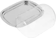 KICHOUSE Box Stainless Steel Butter Dish with Clear Lid Butter Container for Kitchen Elegant Design for Easy Use Cleaning Freezer Storage