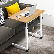 Artiss Laptop Table, Small Stand Desk Desktop Computer Standing Study Desks Bed Side Tables Home Office Travel Studio Furniture, Portable Wooden 360° Rotating Lockable Caster Wheels Oak