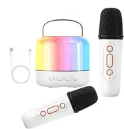 Wireless Karaoke Machine | Small Cordless Karaoke Machine with 2 Microphones,Led Light Design Music Player, Singing Machine Sound Box for Family Friends