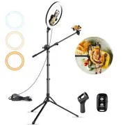 Aureday 12″ Selfie Ring Light with Stand & Extendable Arm-Overhead Ringlig