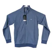 New Travis Mathew Mens Small Heather Blue 1/4 Zip Zachary Golf Pullover Sweater