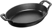 Staub 130 21 23 Enameled Cast Iron Stackable Dish, Oval, 3/4 qt, Black Matte, Each