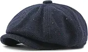 [Generic] Men's Beret Hat British Retro Octagonal Cap Men's Spring and Autumn Casual Beret Duck Tongue Cap Female Tweed Hat Newsboy Cap