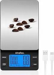 Ataller Mini Coffee Scale with Timer, USB Rechargeable Espresso Scale, Drip Coffee Scale, Digital Pocket Gram Scale and Ounce Scale, Resolution 0.1g, Max 2000g