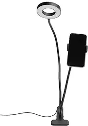 LED Selfie Light with Adjustable Phone Holder Desk Lamp for Live Stream Makeup Video Recording Photography Compatible for [360-Degree Rotating Phone Holder]