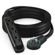 10 Ft Black 360° Rotating Flat Plug Extension Cord with 3 Outlets on One Side...