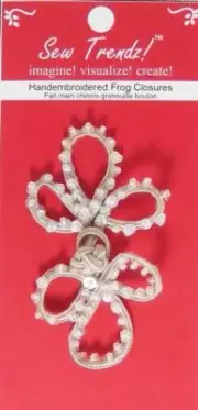 Light Beige Frogs Button Closures-3 Loops Sequin Beaded - 1 Pair/pk - #FG14