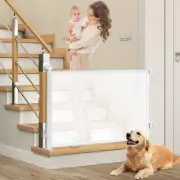 Xkimos Retractable Baby Safety Gate, Durable Mesh Baby Gate/Dog Gate with 2 Sets
