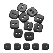 10pcs Square Buttons 11mm 2 Holes Shell Craft Sewing Buttons, Black