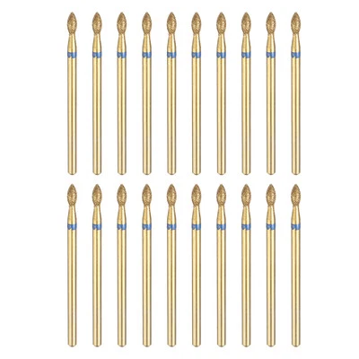 20pcs 120-140 Grits Titanium Diamond Grinding Bit 2.3mm Oval Head 5.3mm Length