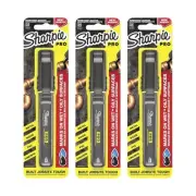 3 x Sharpie Pro Marker Pen Black Fine Tip for Metal Wood Wet & Oily Surfaces