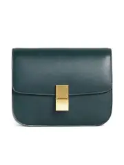 Celine Medium Classic Bag In Dark Green Amazone Box Calfskin