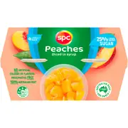 SPC Less Sugar Diced Peaches In Juice Fruit Cups 120g x 4 pack