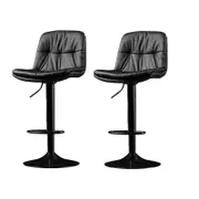 SERENITà Bar Stools Kitchen Bar Stool Leather Barstools Swivel Gas Lift Counter Chairs BS8406 Black