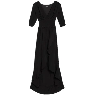NWT EXPRESS Smocked Waist Midi Dress in Black size XS
