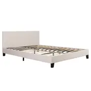 Design Square Modern Designer PU Leather Queen Bed Frame With Headboard - White