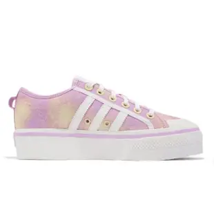 【adidas 愛迪達】休閒鞋 Nizza Platform W 女鞋 白 粉紫 厚底 增高 愛迪達 運動鞋(GY9476)