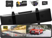 12" Detached Mirror Dash Cam, 2.5K FHD Dual Dash Cam for Cars with Smart Touch M