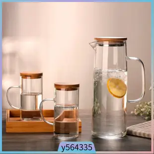 1.3L Large Capacity Glass Pitcher with Tray and two cups Bor