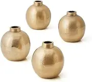 Set of 4 Gold Floral Ball Bud Vase, Stylish Flower Vases for Centerpieces at Weddings, Party Tables, Dining or Coffee Table, Thanksgiving, Fall Decor, 3.5" Tall & 3" Diameter