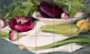 Vegetable Tile Backsplash Judy Crowe Kitchen Art Ceramic Mural JAC021