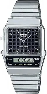 [Casio] AQ800E-1A Vintage Style Digital Silver Strap Unisex Adult Watch, Black Dial, 40.7 × 32.1 × 8.7 mm