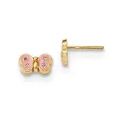 14k 14kt Yellow Gold Madi K Polished Enameled & CZ Butterfly Post Earrings