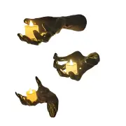 NNETM 3-Pack Devil Hand Candle Holders with LED Tealights - Wall Decor