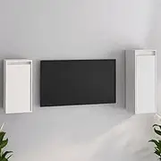 White Solid Wood TV Cabinets - Durable Pinewood Stands, Living Room Entertainment Center & Bedroom Storage, Modern Wall Shelf Unit, Media Furniture Set