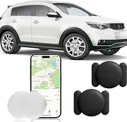 Hongtop H Hidden GPS Tracking Devices, 2PCS Real Time GPS Tracker Work with Find My (iOS Only), Hidden Car GPS Tracker with Magnetic Waterproof Case, No Monthly Fee Car Tracker, Black-32267