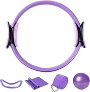 Pilates Ring Set - Magic Resistance Yoga Fitness Equipment for Women, Full-Body Toning Kit, with Pilates Ring, Wheat Tube Ball, Stretching Aid Belt, Resistance Band, YogaRing, for Home, Gym