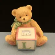 Cherished Teddies Bear With ABC "L" Letter Block 158488L 1995 - No Box