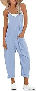 [Muchpow] Women's V Neck Sleeveless Jumpsuits Spaghetti Straps Harem Long Pants Overalls With Pockets