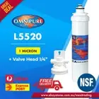 Omnipure L5520 Water Filter 1 Mic Cyst Reduction + Valve Head 1/4" Quick Fit