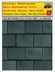 Slot car Scalextric GREY ROOFING SLATE TILE A4 LANDSCAPE STICKER DECALS
