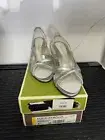 NATURALIZER Silver Metallic Comfort Summer Heels Sz 6.5 Dressy Kadie Prissy