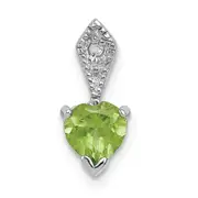 Sterling Silver Diamond and Peridot Heart Pendant