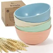 4 Pack 26oz Unbreakable Wheat Straw Bowls Reusable Cereal Bowls for Salad Soup