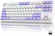 ATTACK SHARK X87 Wireless Mechanical Gaming Keyboard, Tri-Mode BT5.0/2.4GHz/USB-C Gasket Hot Swappable Custom Keyboard, Pre-lubed Strawberry Switches, 75% TKL RGB Backlit Keyboard-Twilight Purple