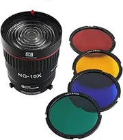 Hersmay NG-10X Bowens Mount Fresnel Lens Focusing Adapter Fresnel Spot S-Mount Adapter 10-40° 5X Brighter for Godox sl-60w Bowens Mount Studio Light Flash LED Light 4 Color Gel Filters