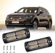 OPL5 2Pcs Emergency Strobe Lights, Universal Surface Mount Amber Ultra Slim Sync Feature Warning Flashing Hazard Warning Beacon Lights for Truck Car 12-24V (Amber)