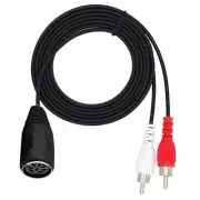 MIDI DIN 8 PIN Female to Dual 2x RCA Phono Male Musical Audio Adapter Cable Cord