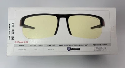 Gunnar Torpedo-00101 Onyx Frame Amber Lenses Blue Light Reduction Glasses Gaming